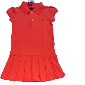 Ralph Lauren - NWT girls 2T orange polo dress with pleated skirt/hem